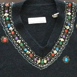 Vintage Black Sweater with Bead design